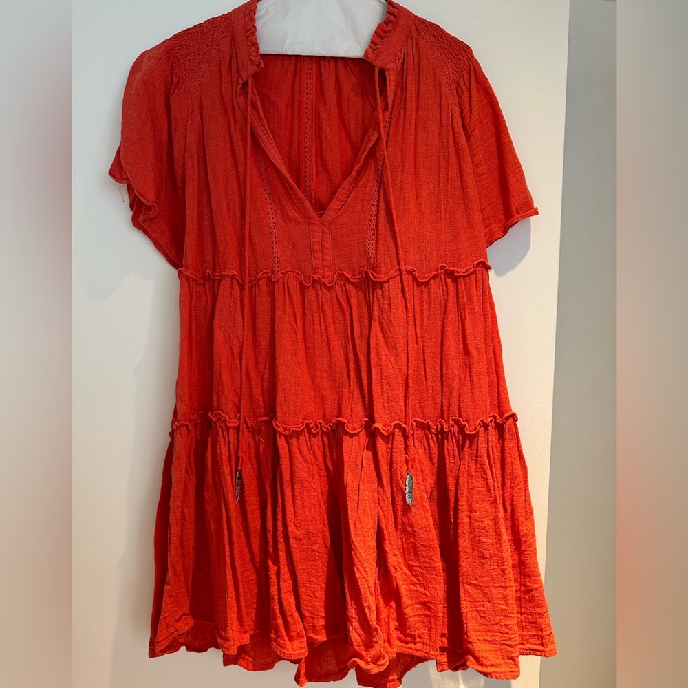 Karlie red short sleeve dress